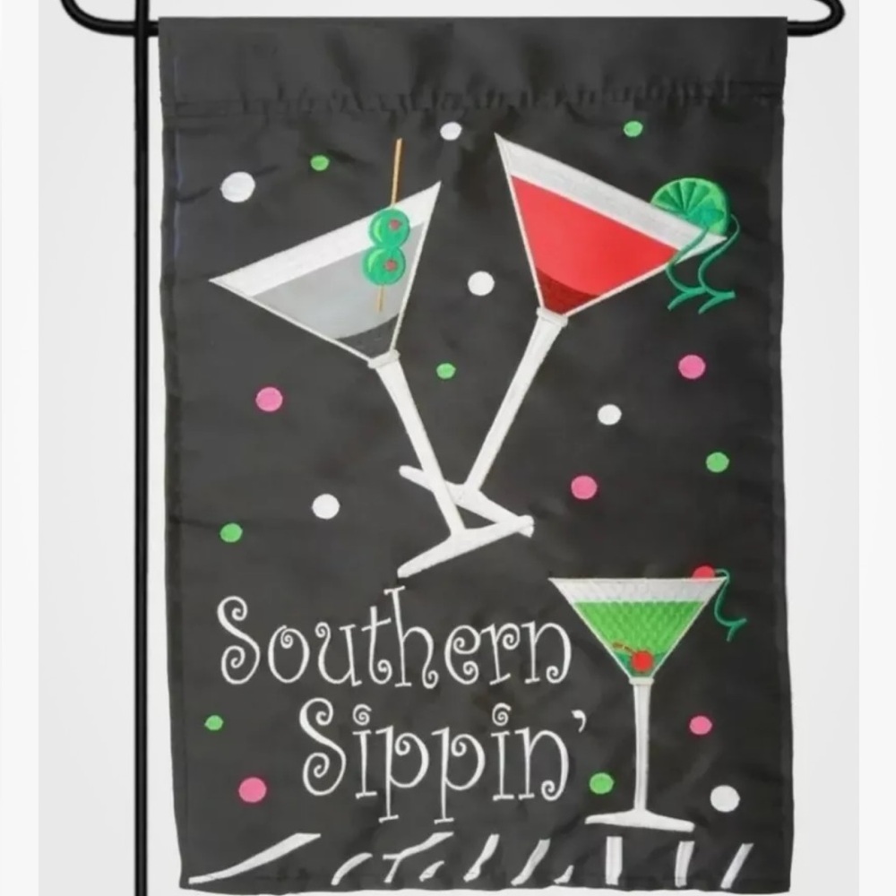 Magnolia Lane Southern Sippin' Cocktail Martini Garden‎ Flag Double Sided 13x18